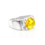 Lemon Amber Ring In Sterling Silver The Rondo, Ring Size: 11 / 20.5, image 