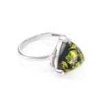 Elegant Green Amber Ring In Sterling Silver The Etude, Ring Size: 12 / 21.5, image 