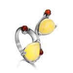 Sterling Silver Ring With Multicolor Amber The Symphony, Ring Size: 8 / 18, image 