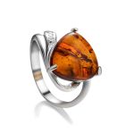 Sterling Silver Ring With Cognac Amber The Acapulco, Ring Size: 8.5 / 18.5, image 