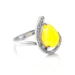Silver Amber Ring The Acapulco, Ring Size: 7 / 17.5, image 