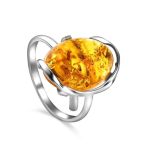 Adjustable Amber Ring In Sterling Silver The Vivaldi, Ring Size: Adjustable, image 