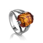 Sterling Silver Ring With Faceted Amber The Jazz, Ring Size: 10 / 20, image 