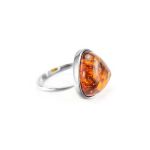 Triangle Silver Ring With Cognac Amber The Astoria, Ring Size: 13 / 22, image 