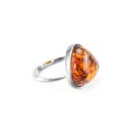 Triangle Silver Ring With Cognac Amber The Astoria, Ring Size: 11.5 / 21, image 