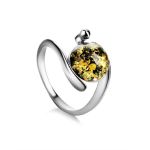 Sterling Silver Ring With Green Amber The Sphere, Ring Size: 12 / 21.5, image 