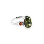 Wonderful Green Amber Ring In Sterling Silver The Prussia, Ring Size: 8 / 18, image 