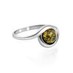 Charming Silver Ring With Green Amber The Berry, Ring Size: 10 / 20, image 