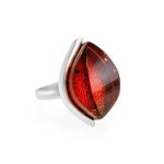 Saturated Cherry Amber Ring In Sterling Silver The Glow, Ring Size: 6.5 / 17, image 