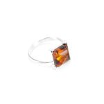 Sterling Silver Ring With Square Amber Stone The Athena, Ring Size: 6.5 / 17, image 