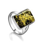 Green Amber Ring In Sterling Silver The Copenhagen, Ring Size: 6.5 / 17, image 