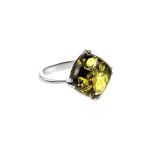 Green Amber Ring In Sterling Silver The Byzantium, Ring Size: 5 / 15.5, image 