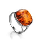 Cognac Amber Ring In Sterling Silver The Copenhagen, Ring Size: 8.5 / 18.5, image 