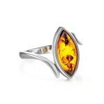 Adorable Sterling Silver Ring With Leaf Cut Amber The Adagio, Ring Size: 6 / 16.5, image 
