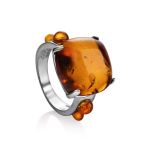 Cognac Amber Ring In Sterling Silver The Prussia, Ring Size: 6 / 16.5, image 