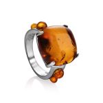 Cognac Amber Ring In Sterling Silver The Prussia, Ring Size: 11 / 20.5, image 