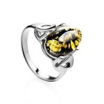 Green Amber Ring In Sterling Silver The Prussia, Ring Size: 6 / 16.5, image 