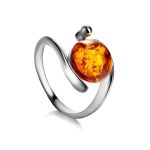 Round Amber Ring In Sterling Silver The Sphere, Ring Size: 11 / 20.5, image 