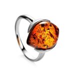 Cognac Amber Ring In Sterling Silver The Cat's Eye, Ring Size: 6 / 16.5, image 