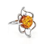 Charming Amber Ring In Sterling Silver The Daisy, Ring Size: 13 / 22, image 