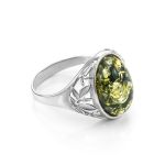 Sterling Silver Ring With Green Amber The Carmen, Ring Size: 7 / 17.5, image 