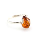 Drop Cut Amber Ring In Sterling Silver The Twinkle, Ring Size: 8 / 18, image 