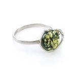 Amazing Amber Ring In Sterling Silver With Crystals The Swan, Ring Size: 12 / 21.5, image 