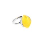 Adorable Silver Ring With Honey Amber The Cat's Eye, Ring Size: 8 / 18, image 