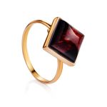 Square Cut Amber Ring In Gold The Ovation, Ring Size: 12 / 21.5, image 