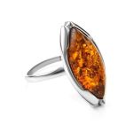 Sterling Silver Ring With Leaf Cut Amber The Ballade, Ring Size: 6 / 16.5, image 