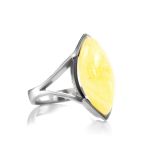 Leaf Cut Amber Ring In Sterling Silver The Petal, Ring Size: 10 / 20, image 