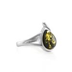 Sterling Silver Ring With Green Amber The Fiori, Ring Size: 12 / 21.5, image 