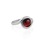 Refined Silver Ring With Bright Cherry Amber The Berry, Ring Size: 11.5 / 21, image 