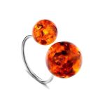 Adjustable Silver Ring With Cognac Amber The Paris, Ring Size: Adjustable, image 