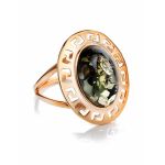 Golden Ring With Green Amber The Ellas, Ring Size: 6 / 16.5, image 