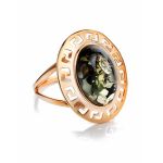 Golden Ring With Green Amber The Ellas, Ring Size: 9 / 19, image 
