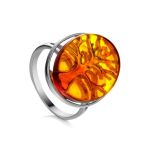 The Tree Of Life Symbolic Ring Made In Sterling Silver and Baltic Amber, Ring Size: 7 / 17.5, image 