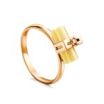 Golden Amber Ring With Cylindrical Cut Amber And Crystal The Scandinavia, Ring Size: 8 / 18, image 