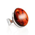 Cherry Amber Cocktail Ring In Sterling Silver The Glow, Ring Size: Adjustable, image 