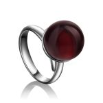 Silver Adjustable Ring With Cherry Amber The Paris, Ring Size: Adjustable, image 