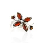 Floral Silver Ring With Amber Petals The Verbena, Ring Size: 7 / 17.5, image 