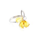 Classic Floral Ring With Amber In Silver The Dandelion, Ring Size: 10 / 20, image 