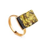 Gold-Plated Adjustable Ring With Green Amber The Sugar, Ring Size: Adjustable, image 