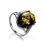 Bold Sterling Silver Ring With Green Amber The Lyon, Ring Size: 13 / 22, image 