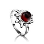 Cherry Amber Silver Ring The Helios, Ring Size: 13 / 22, image 