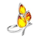 Sterling Silver Floral Ring With Amber The Verbena, Ring Size: 6.5 / 17, image 