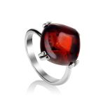 Sterling Silver Ring With Deep Red Amber The Byzantium, Ring Size: 6.5 / 17, image 