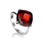 Sterling Silver Ring With Deep Red Amber The Byzantium, Ring Size: 11.5 / 21, image 