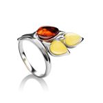 Multicolor Amber Floral Ring In Sterling Silver The Verbena, Ring Size: 9.5 / 19.5, image 