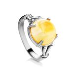 Pretty Honey Amber Ring In Sterling Silver The Shanghai, Ring Size: 9.5 / 19.5, image 